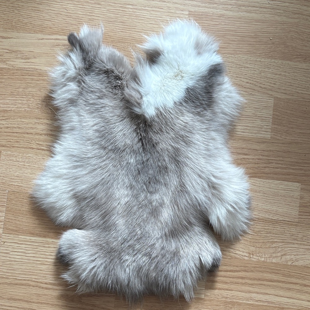 #0626 Gray White Rabbit Pelt for Cozy Decor or Craft